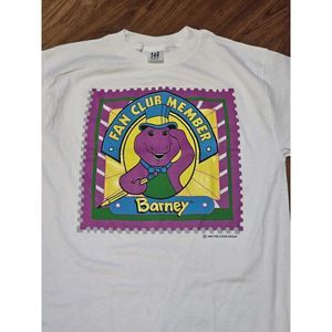 Vintage 90s Barney Dinosaur Fan Club Member Adult T Shirt L Single Stitch 1992